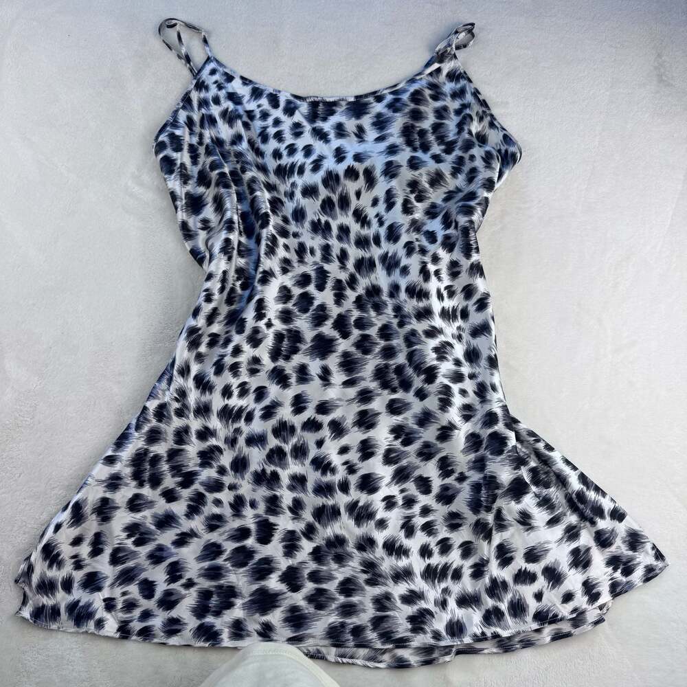 Natural Reflections Mini silk Slip Dress in Brush Stroke leopard sz large